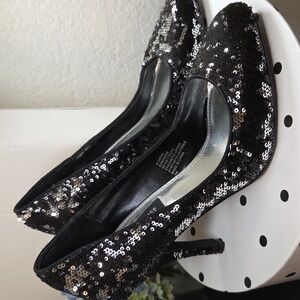 White House Black Market Glittering Black Heels